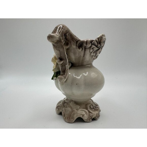 Vintage Signed Bassano Made in Italy Vase Yellow Roses 3D 3.5" tall - Picture 4 of 16